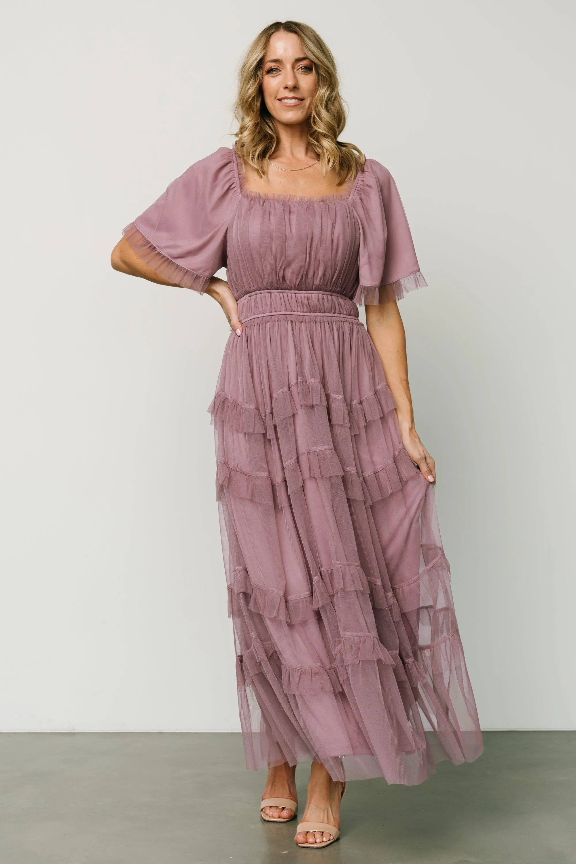 Magdalena Tulle Maxi Dress | Dusty Orchid sold by Baltic Born product image thumbnail 3