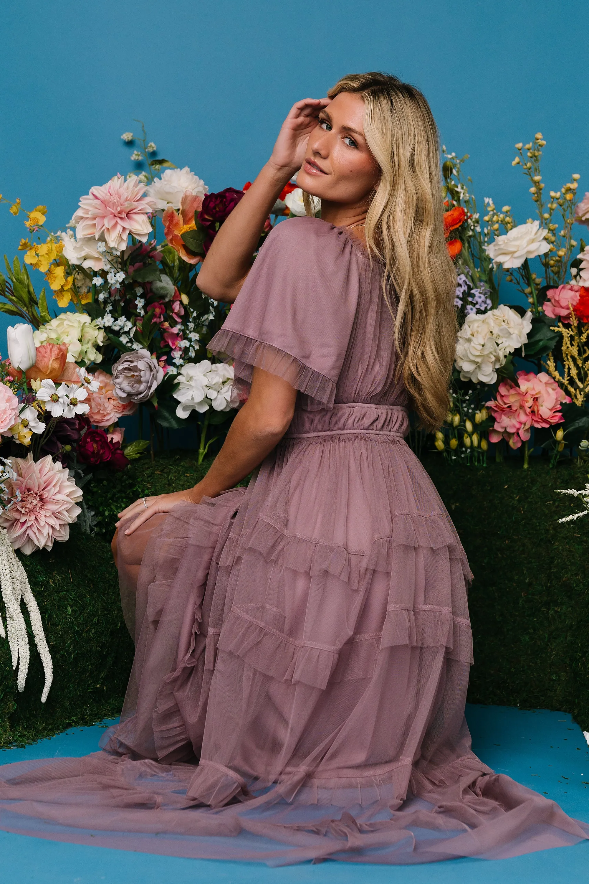 Magdalena Tulle Maxi Dress | Dusty Orchid sold by Baltic Born product image thumbnail 2