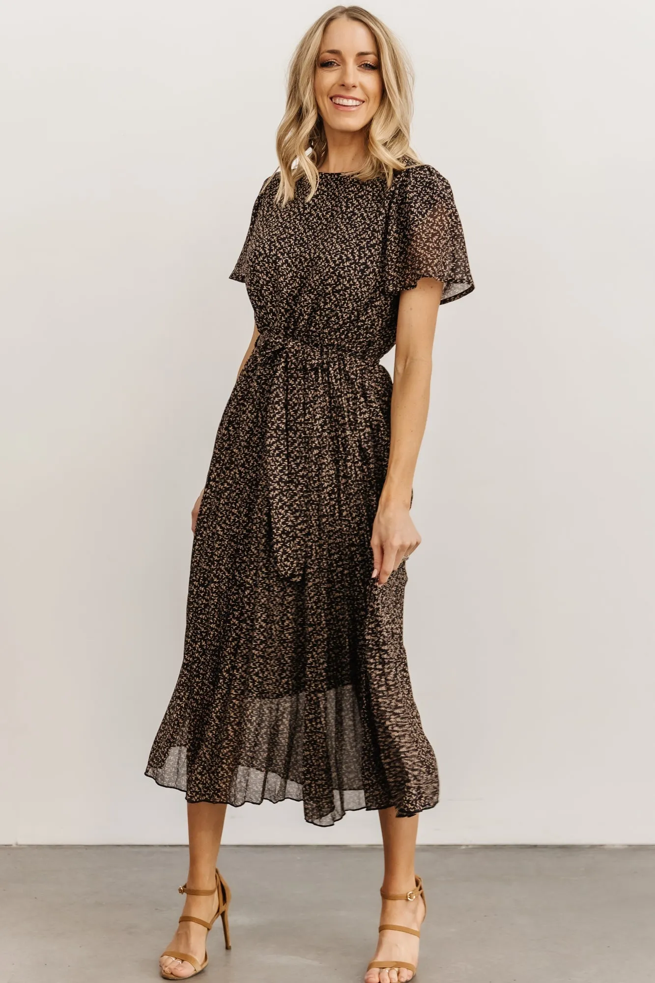 Prim Pleated Dress | Black Print sold by Baltic Born product image thumbnail 2