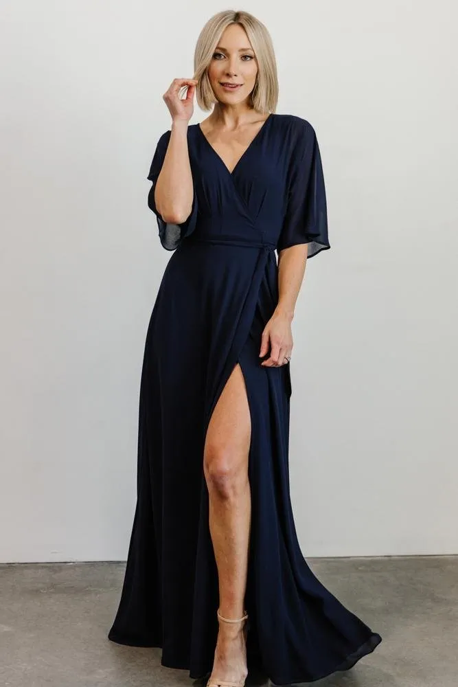 Lilly Wrap Maxi Dress | Navy sold by Baltic Born