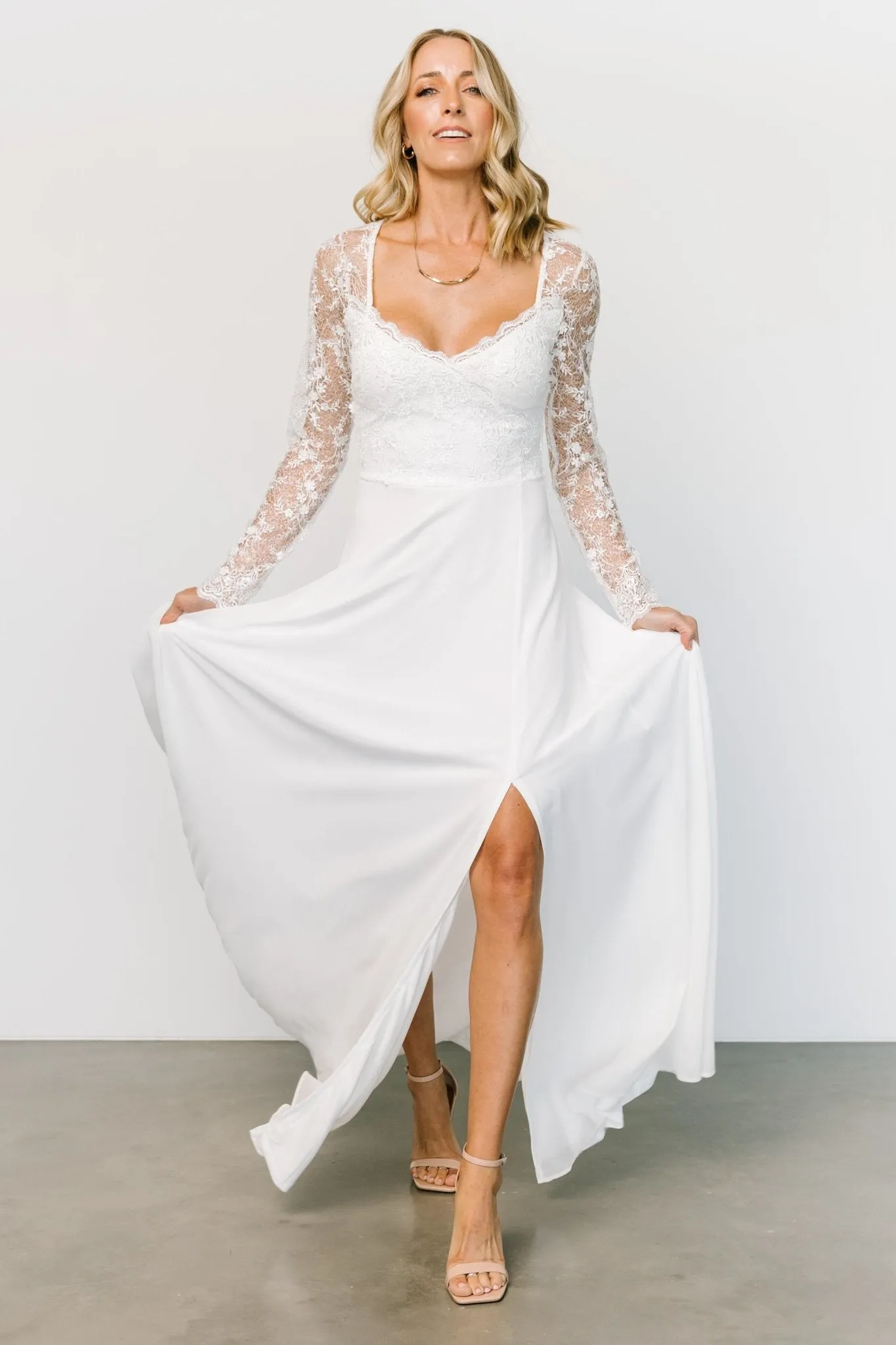 Adalaide Long Sleeve Maxi Dress | Off White sold by Baltic Born product image thumbnail 5