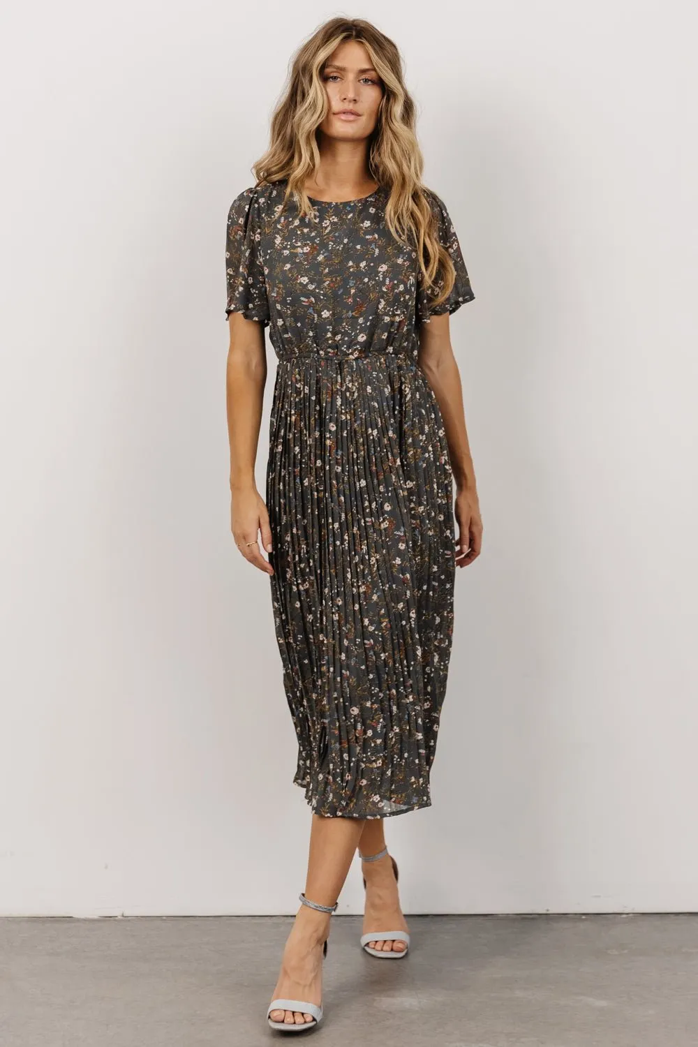 Belfast Pleated Midi Dress | Antique Jade Floral sold by Baltic Born product image thumbnail 4