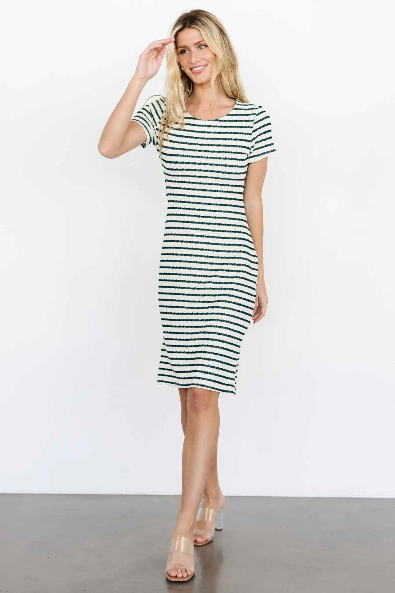 Linz Midi Dress | Cream + Green sold by Baltic Born product image thumbnail 5