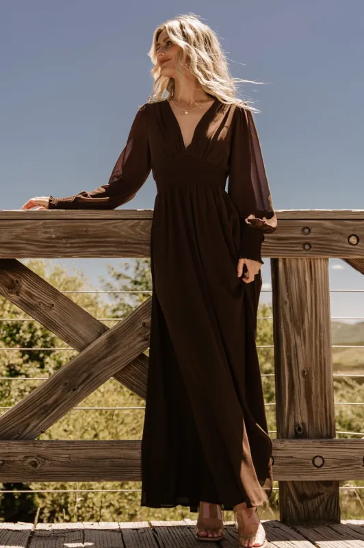 Olivia Maxi Dress | Dark Brown sold by Baltic Born