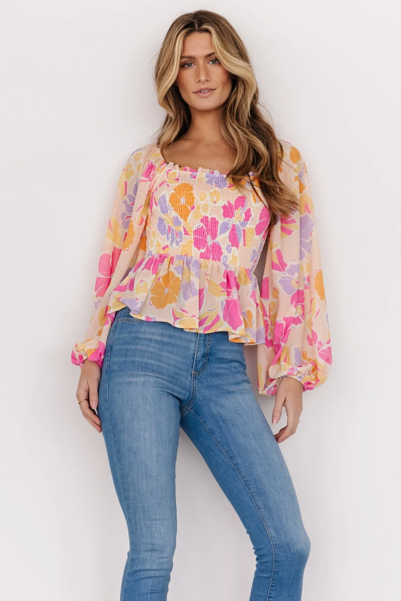 Sally Smocked Top | Pink Multi sold by Baltic Born product image thumbnail 4