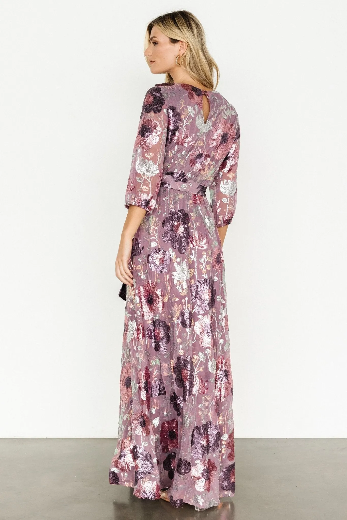 Destiny Sequin Maxi Dress | Lilac Floral sold by Baltic Born product image thumbnail 4