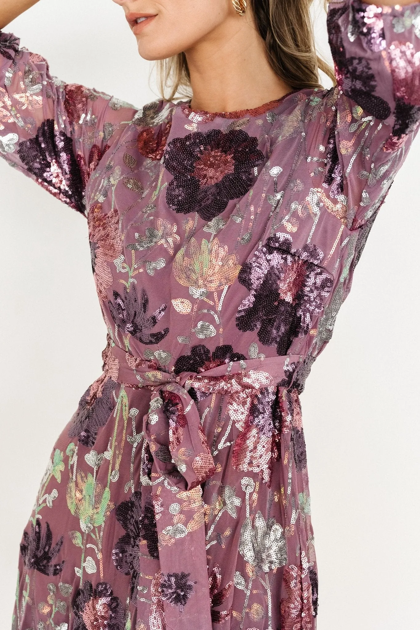 Destiny Sequin Maxi Dress | Lilac Floral sold by Baltic Born product image thumbnail 2
