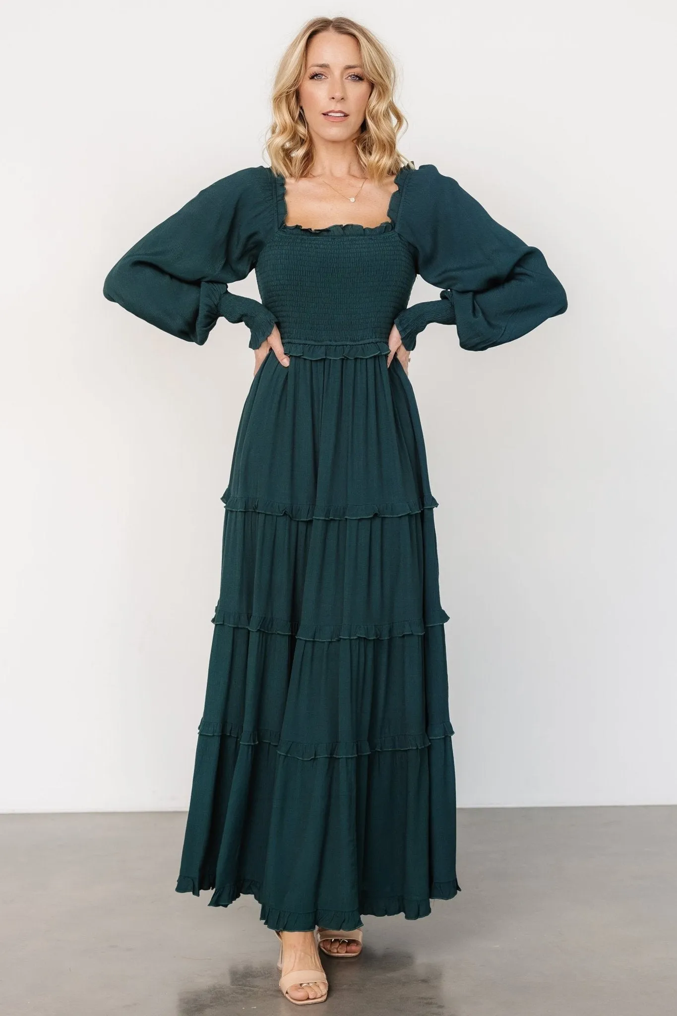 Lana Smocked Maxi Dress | Dark Green sold by Baltic Born product image thumbnail 4
