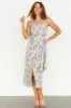 Nicole Faux Wrap Midi Dress | Natural + Blue sold by Baltic Born