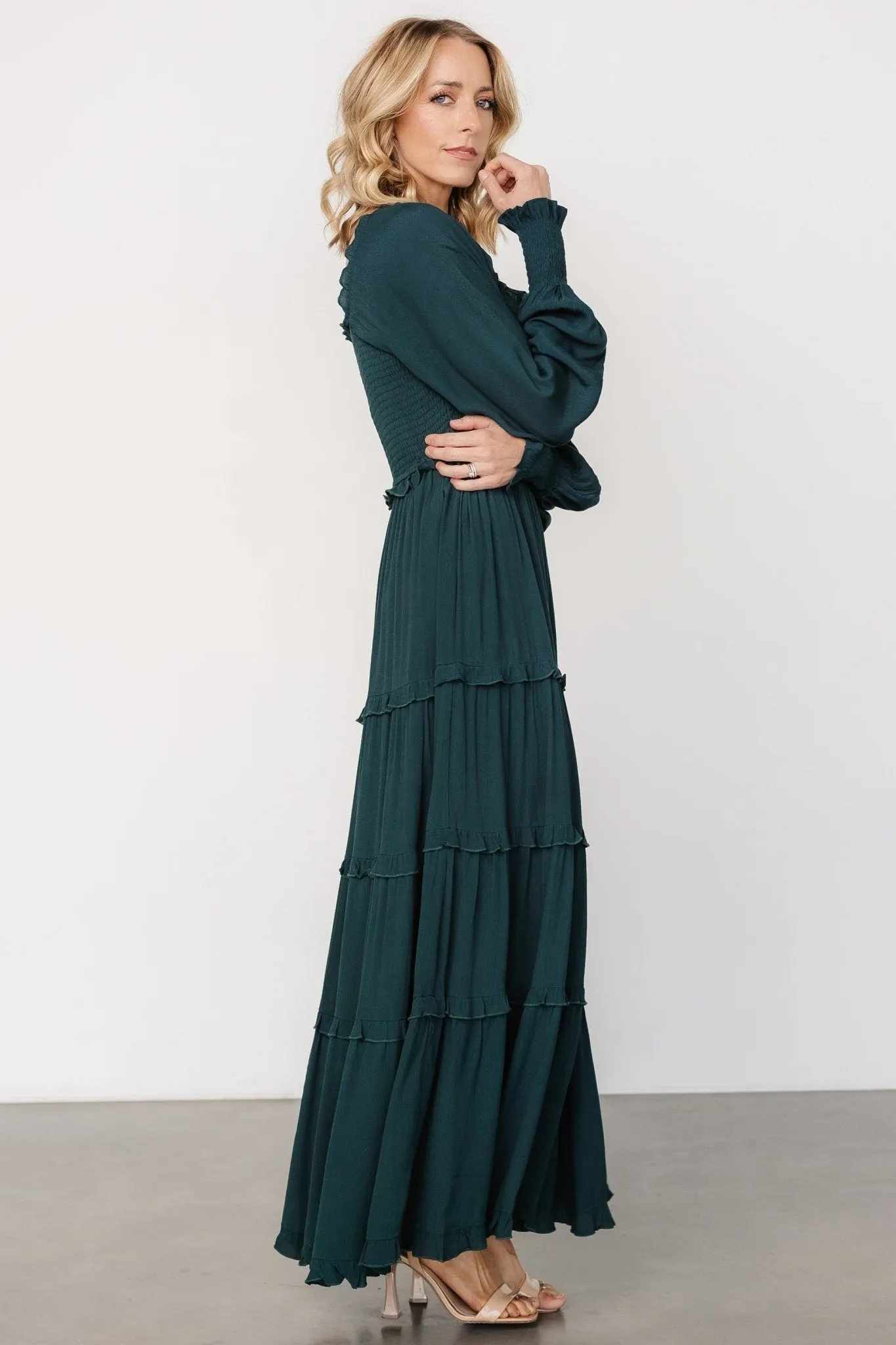 Lana Smocked Maxi Dress | Dark Green sold by Baltic Born product image thumbnail 3