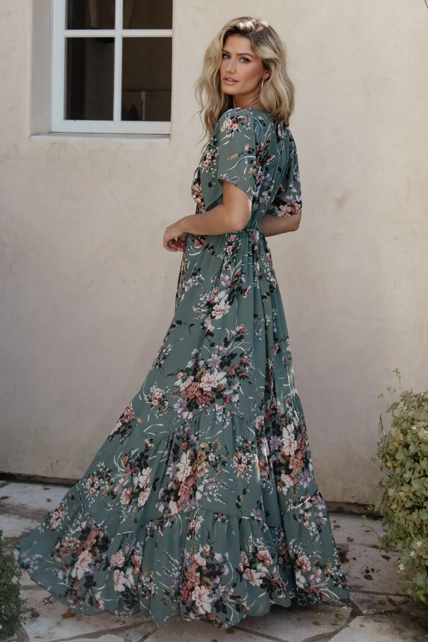 Katherine Maxi Dress | Dusty Green Floral sold by Baltic Born product image thumbnail 5
