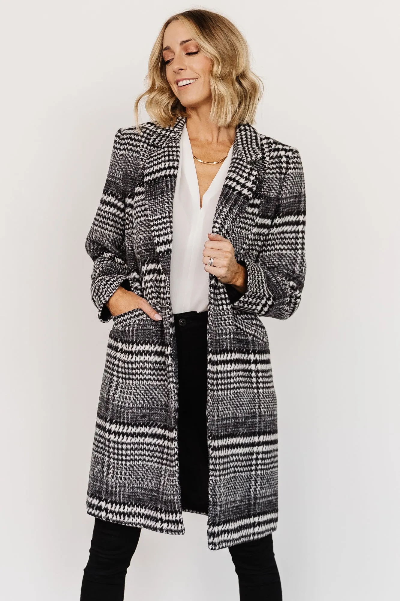 Townley Houndstooth Coat | Black + Off White sold by Baltic Born product image thumbnail 2