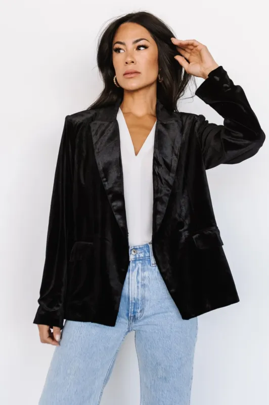 Centennial Velvet Blazer | Black made by Aakaa