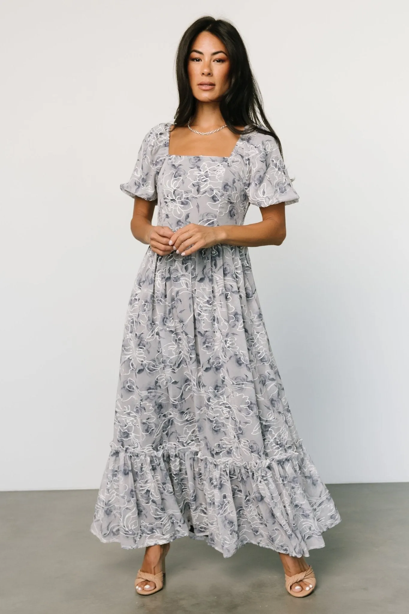 Helena Embroidered Maxi Dress | Slate Multi sold by Baltic Born