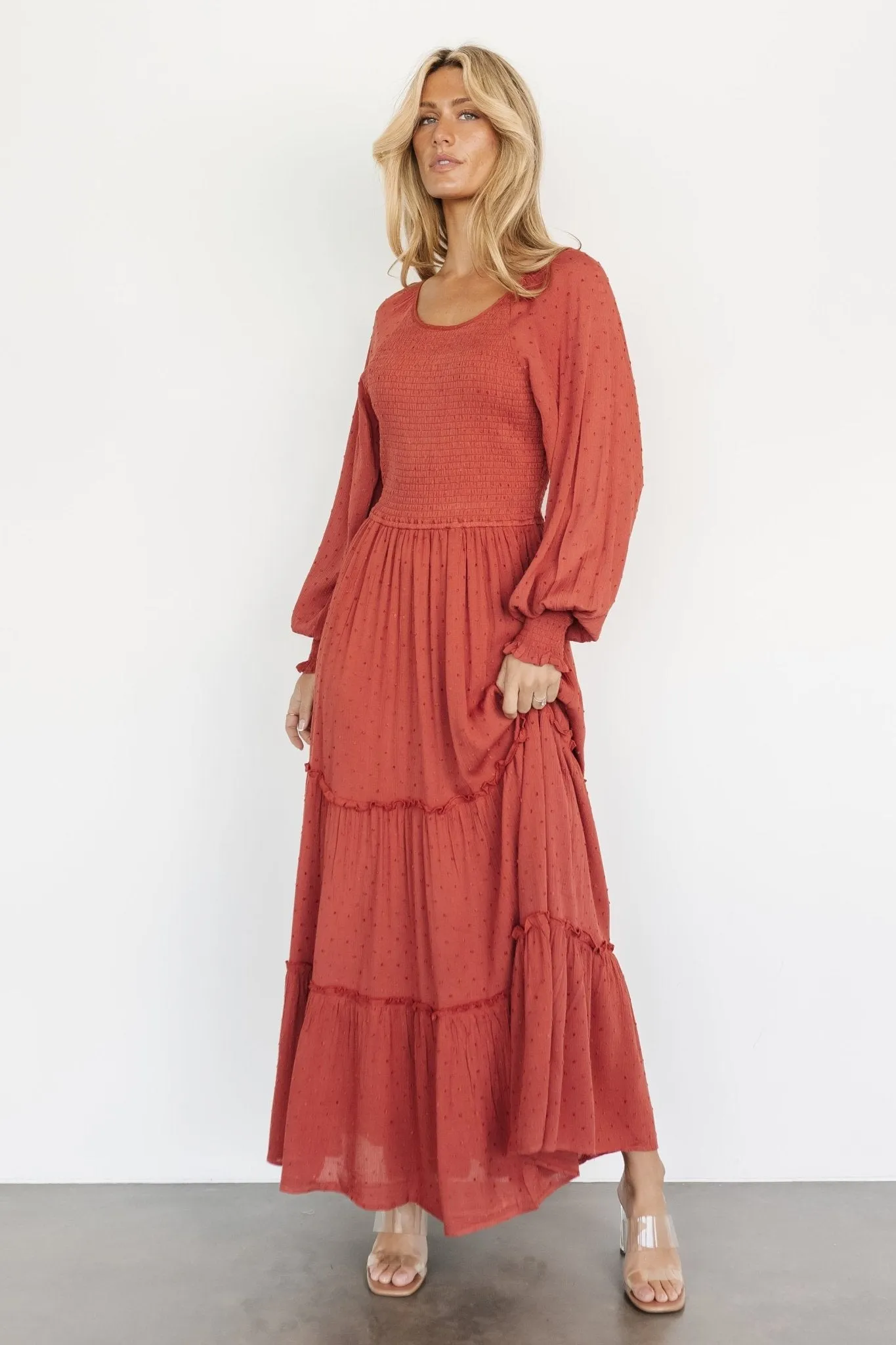 Bayley Smocked Dotted Maxi Dress | Red Rock sold by Baltic Born product image thumbnail 4