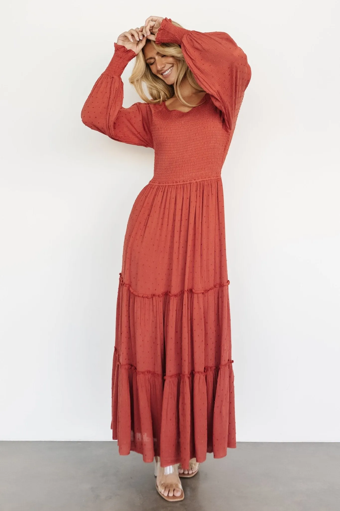 Bayley Smocked Dotted Maxi Dress | Red Rock sold by Baltic Born product image thumbnail 5