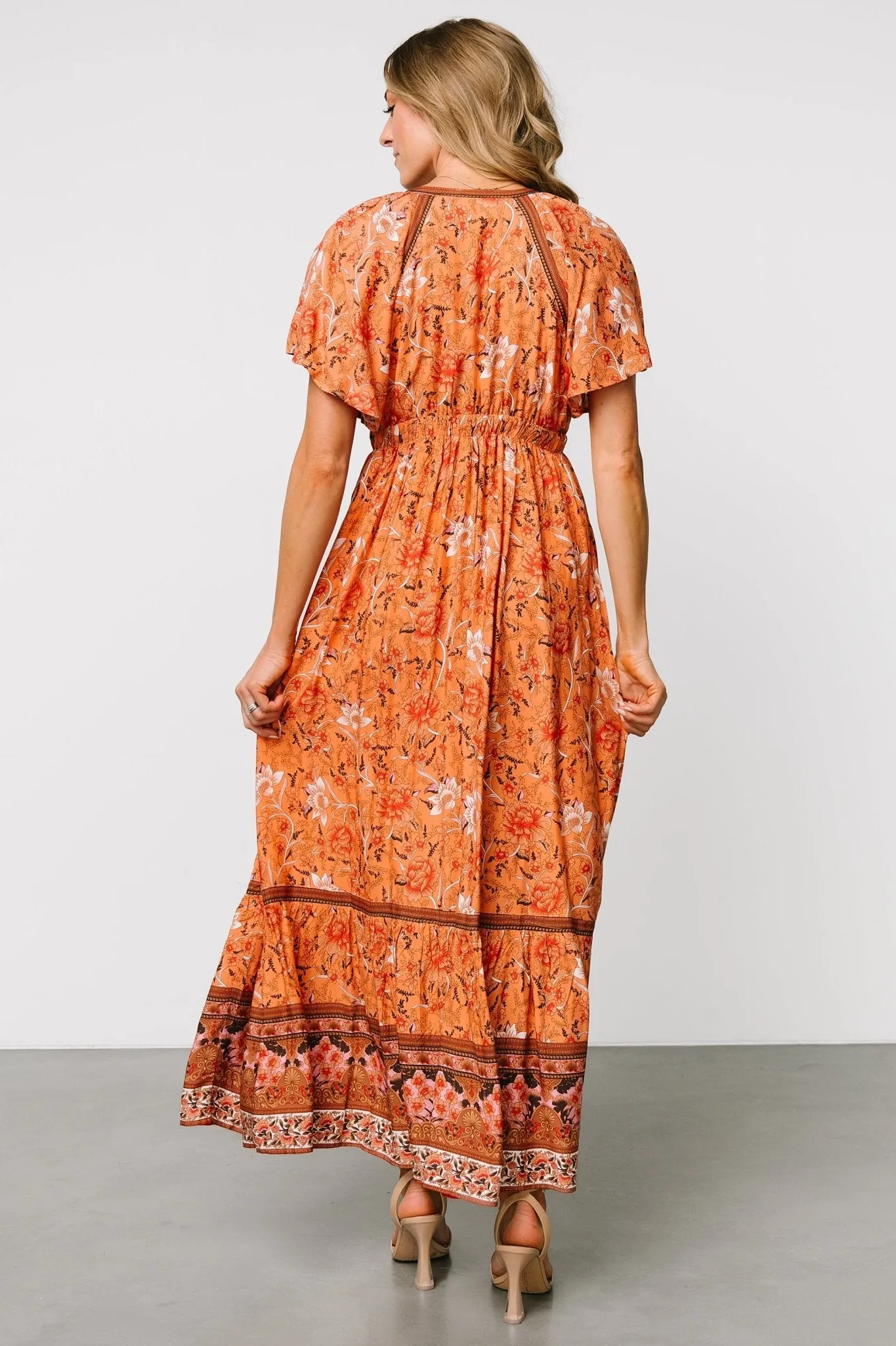Marietta Maxi Dress | Orange Floral sold by Baltic Born product image thumbnail 4
