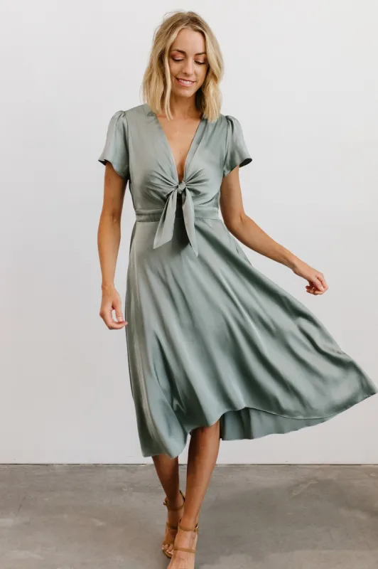 Poppy Satin Midi Dress | Eucalyptus sold by Baltic Born