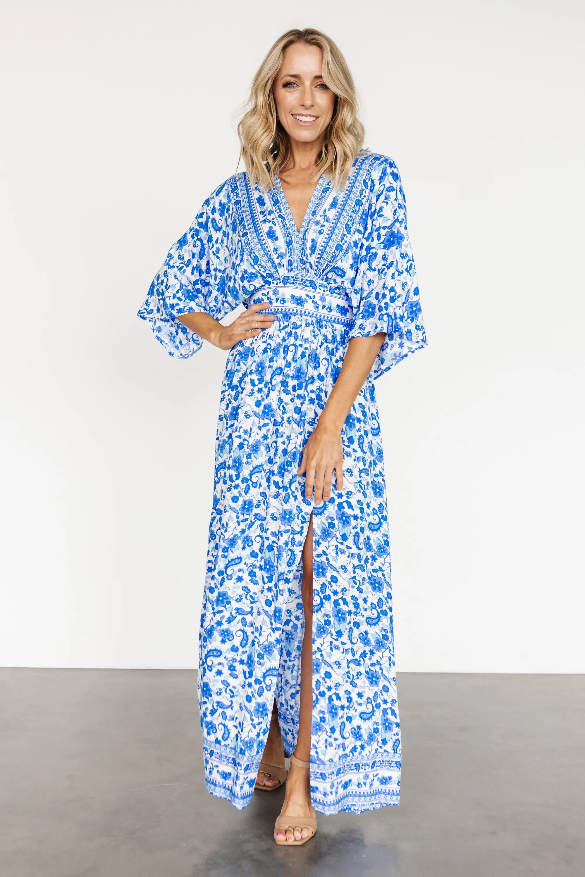 Watson Kimono Maxi Dress | Blue + White sold by Baltic Born product image thumbnail 2