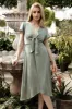 Poppy Satin Midi Dress | Eucalyptus sold by Baltic Born