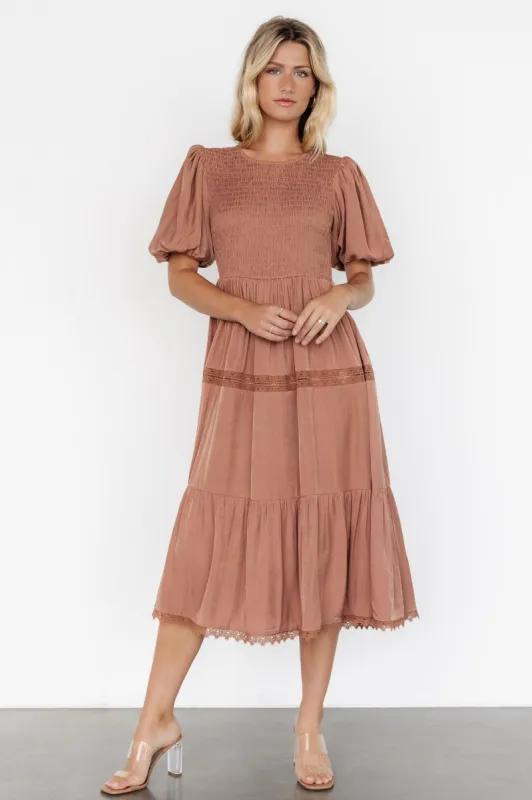 Finley Smocked Midi Dress | Light Copper sold by Baltic Born