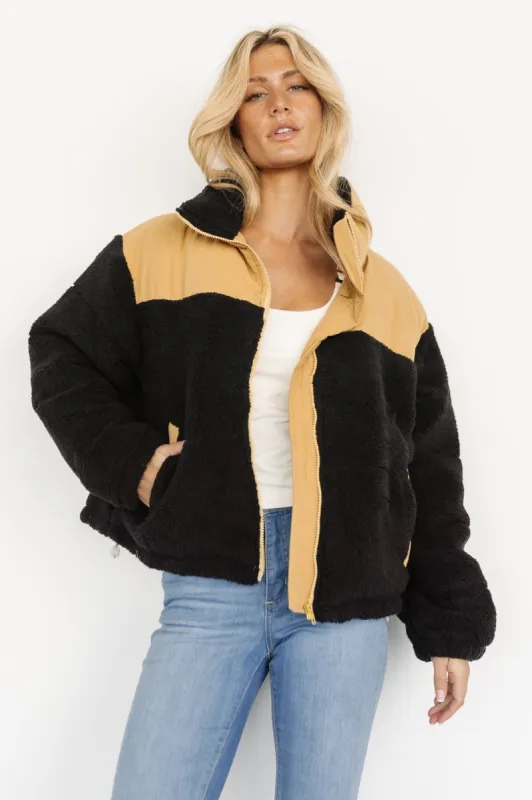 Weekender Sherpa Puffer Jacket | Khaki + Black sold by Baltic Born