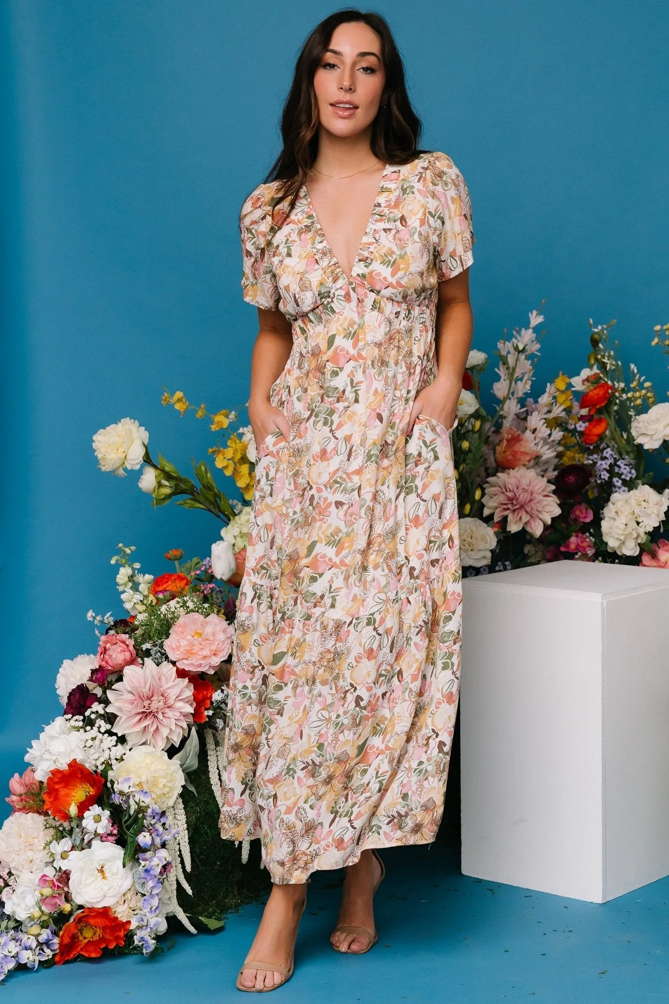 Cassie Short Sleeve Dress | Multi Floral sold by Baltic Born