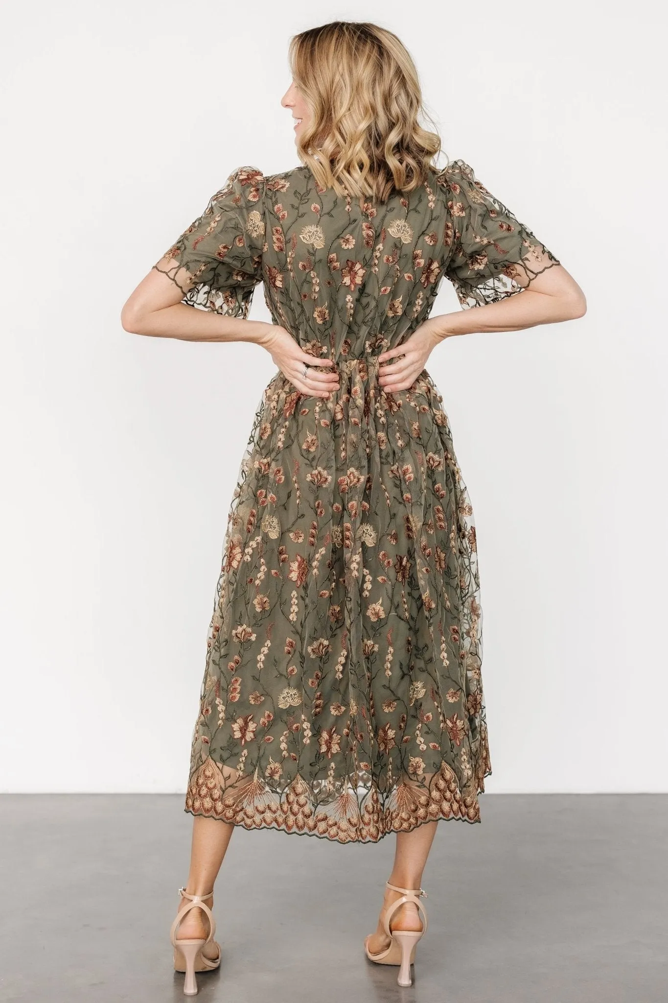 Ravenna Embroidered Dress | Olive Floral sold by Baltic Born product image thumbnail 5