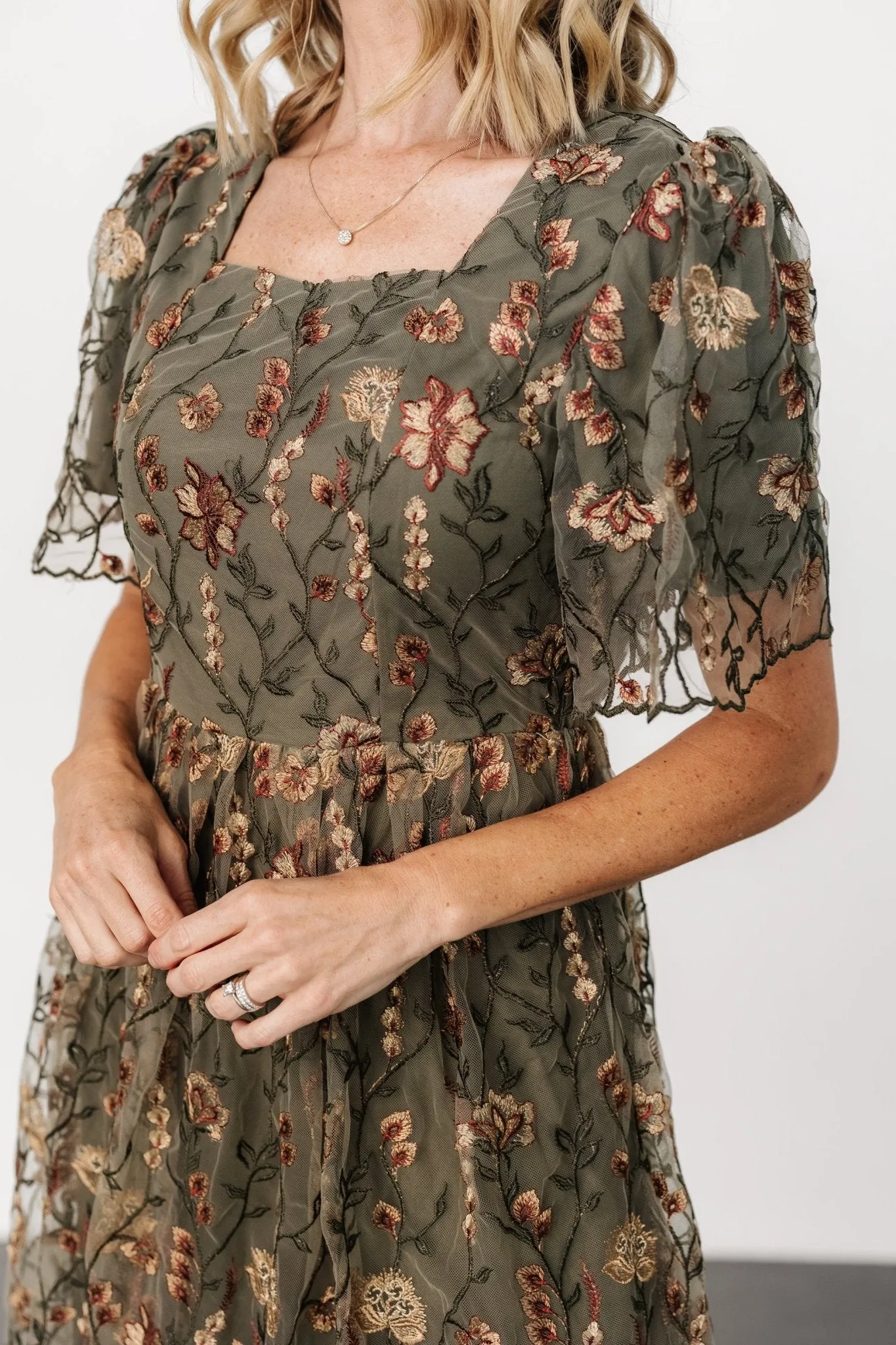 Ravenna Embroidered Dress | Olive Floral sold by Baltic Born product image thumbnail 2