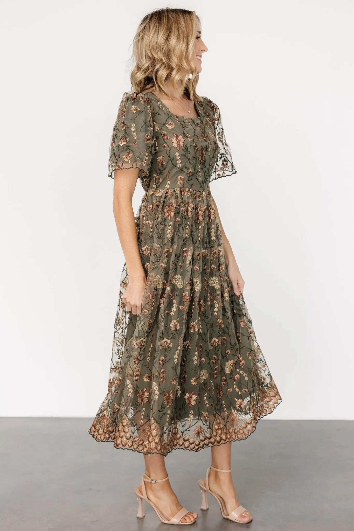 Ravenna Embroidered Dress | Olive Floral sold by Baltic Born product image thumbnail 3