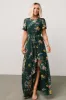 Naomi Short Sleeve Maxi Dress | Dark Green Floral sold by Baltic Born