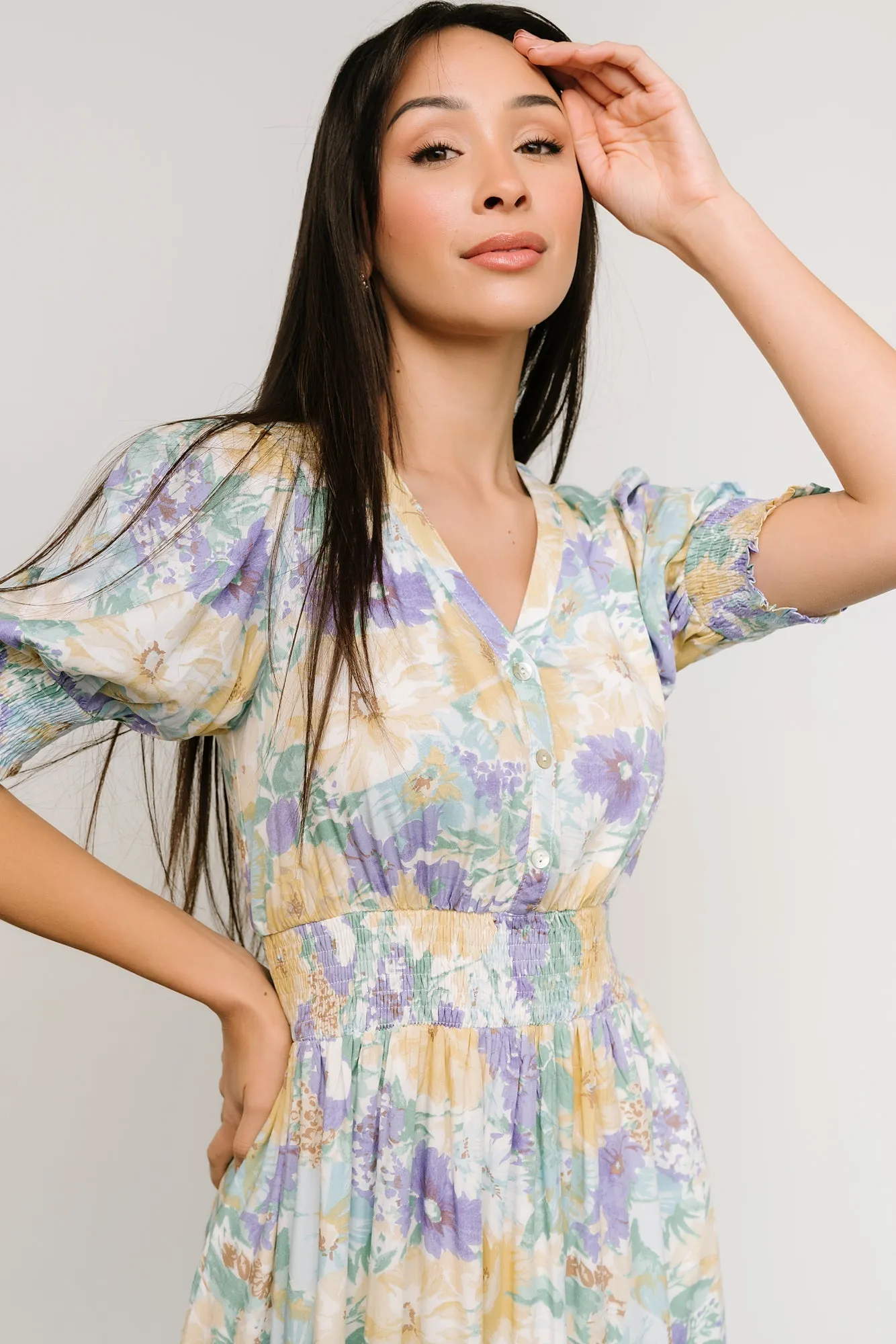 Anya Midi Dress | Blue Multi Floral sold by Baltic Born product image thumbnail 2