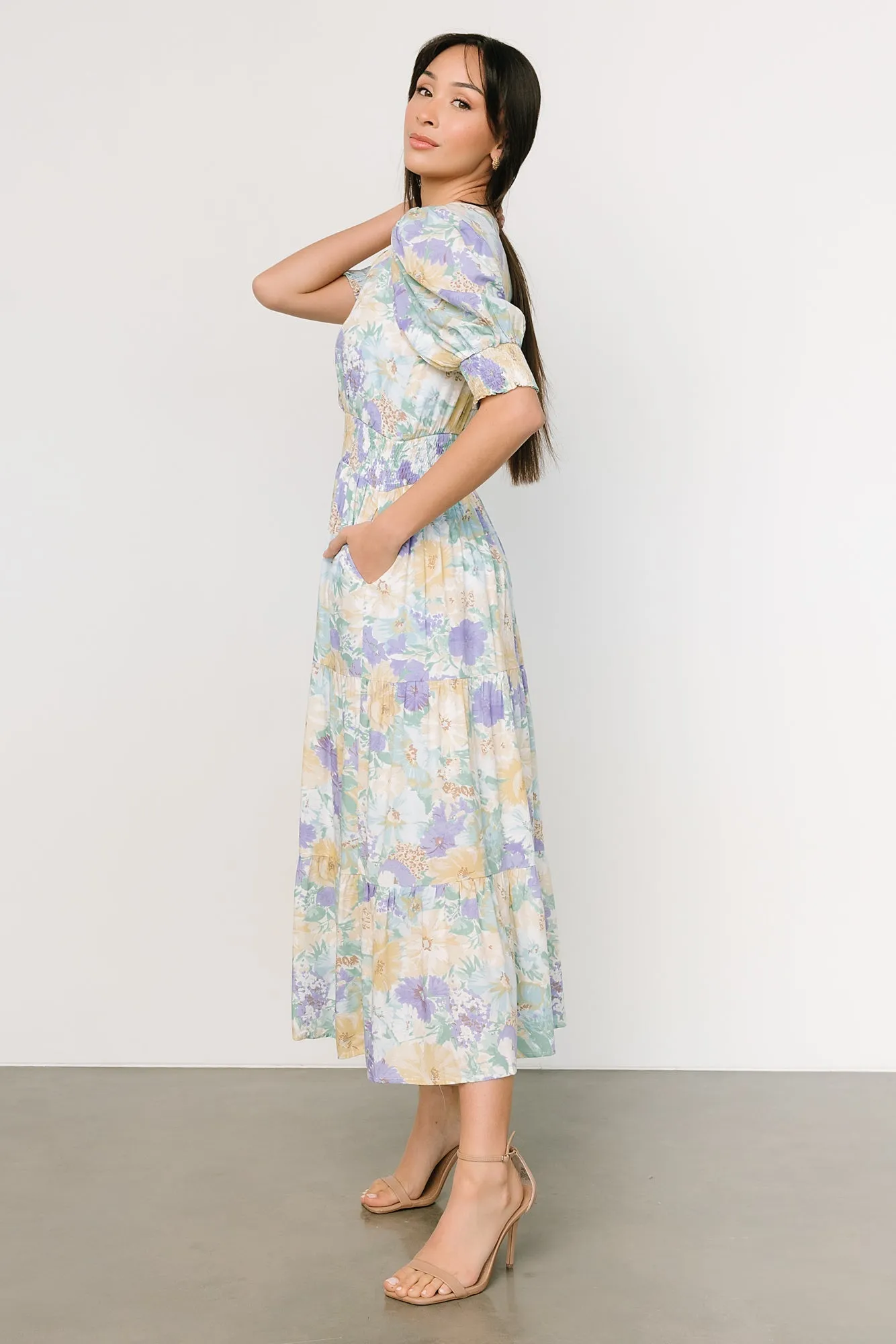 Anya Midi Dress | Blue Multi Floral sold by Baltic Born product image thumbnail 3