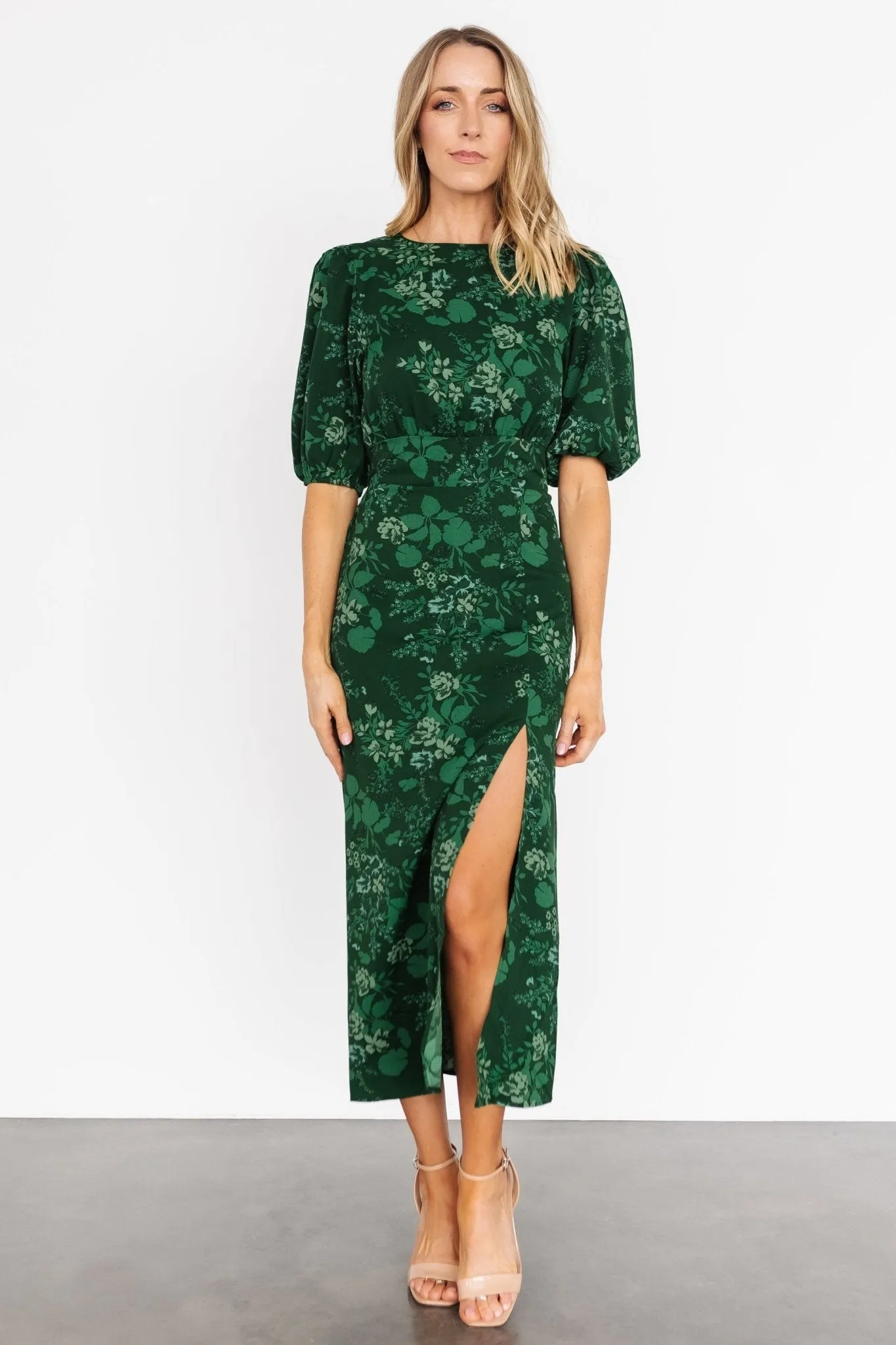 Janna Midi Dress | Emerald Floral sold by Baltic Born
