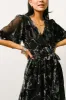 Uma Velvet Maxi Dress | Black + Silver Floral sold by Baltic Born