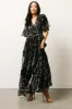 Uma Velvet Maxi Dress | Black + Silver Floral sold by Baltic Born