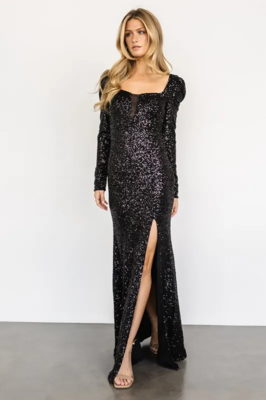 Nicolette Sequin Gown | Black sold by Baltic Born