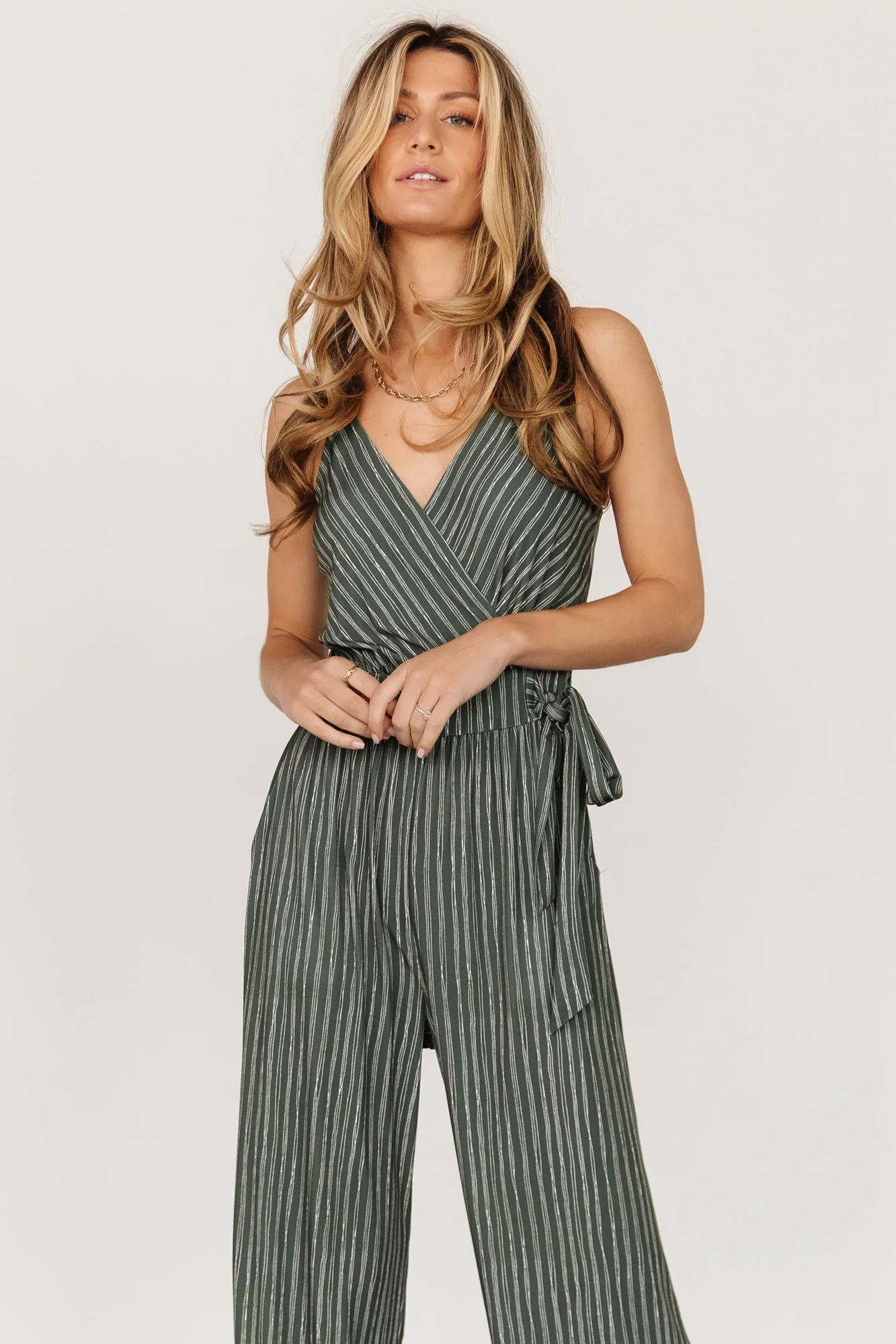 Zuri Tank Jumpsuit | Olive Stripe sold by Baltic Born product image thumbnail 2