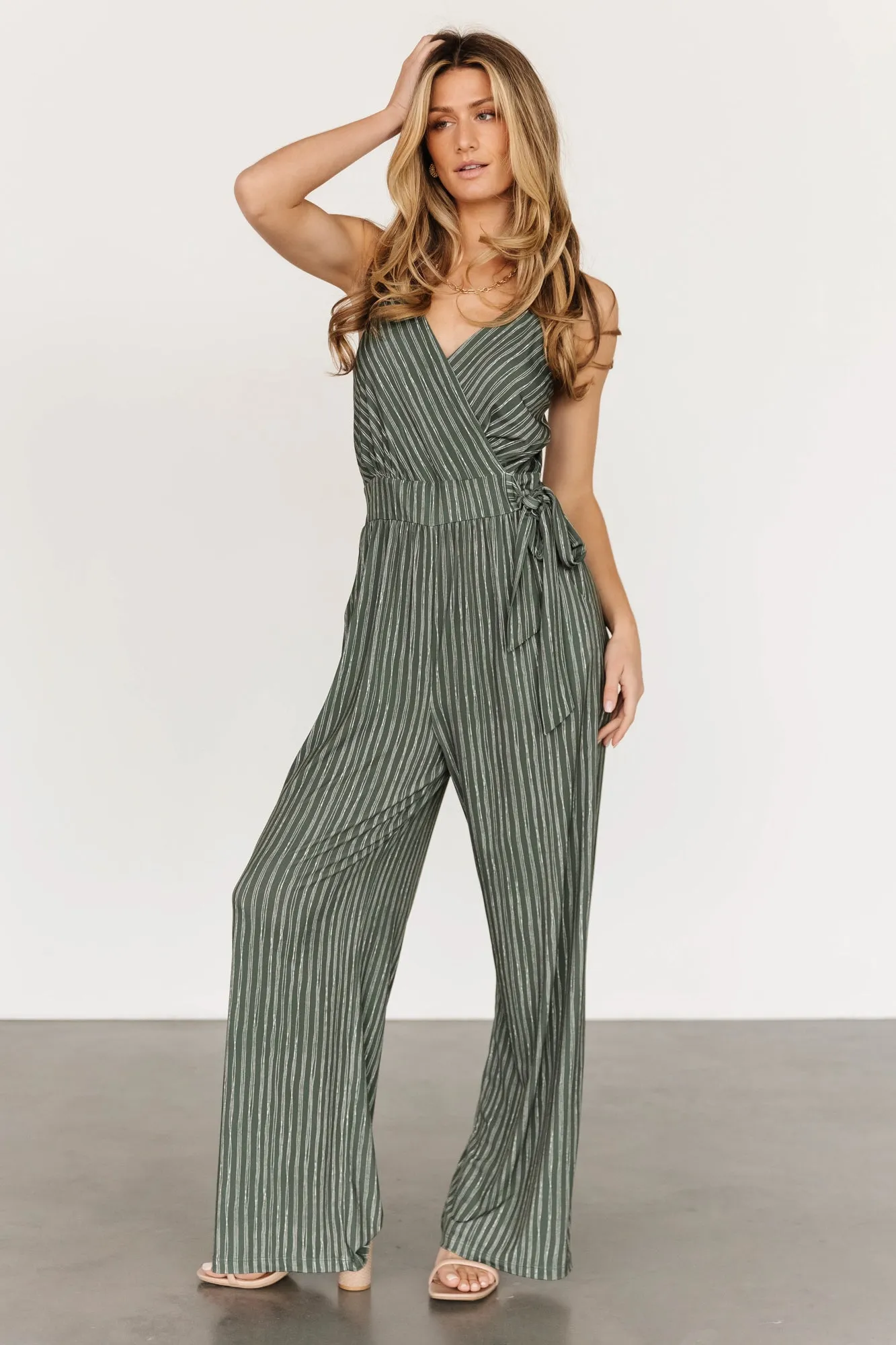 Zuri Tank Jumpsuit | Olive Stripe sold by Baltic Born product image thumbnail 3
