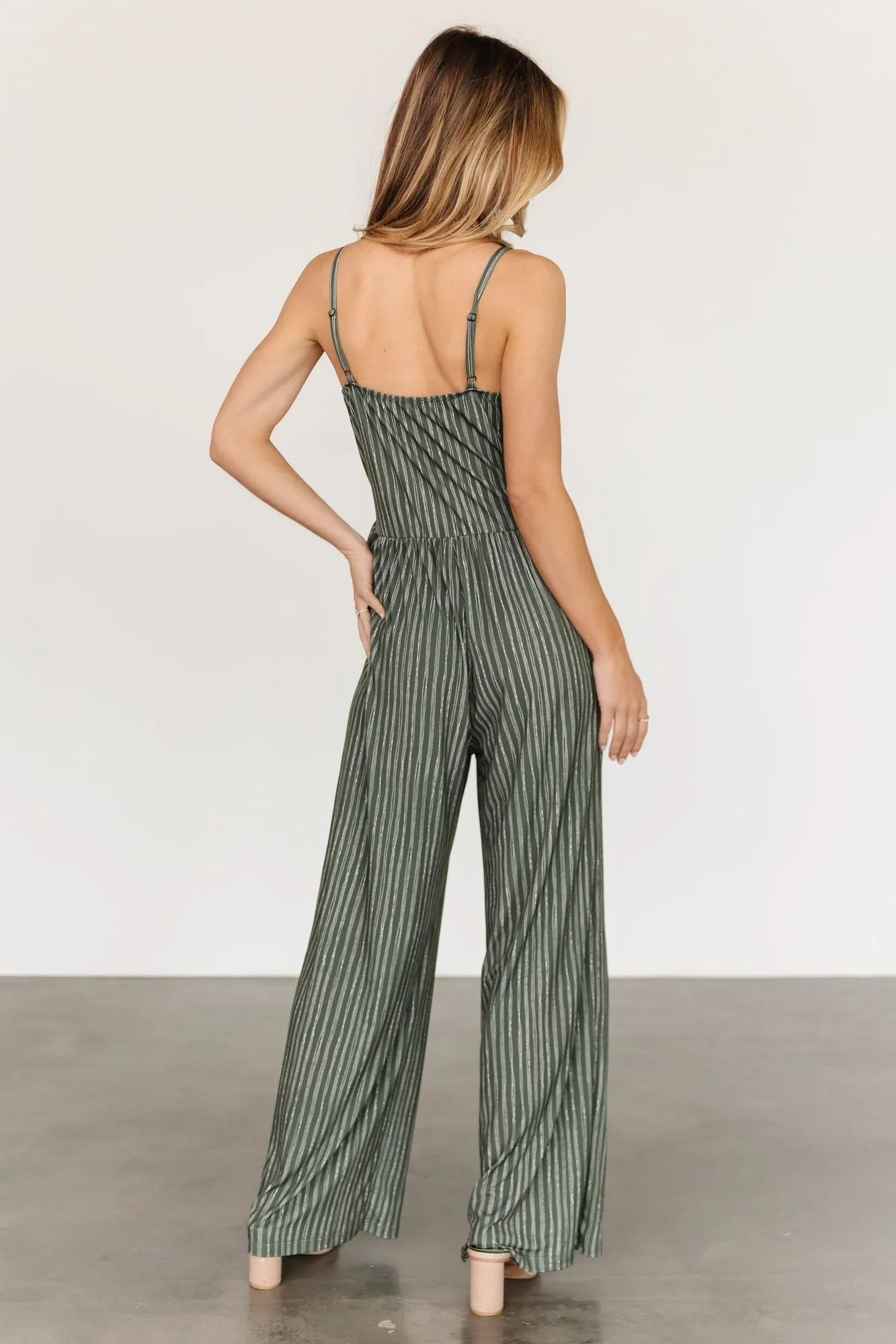Zuri Tank Jumpsuit | Olive Stripe sold by Baltic Born product image thumbnail 4