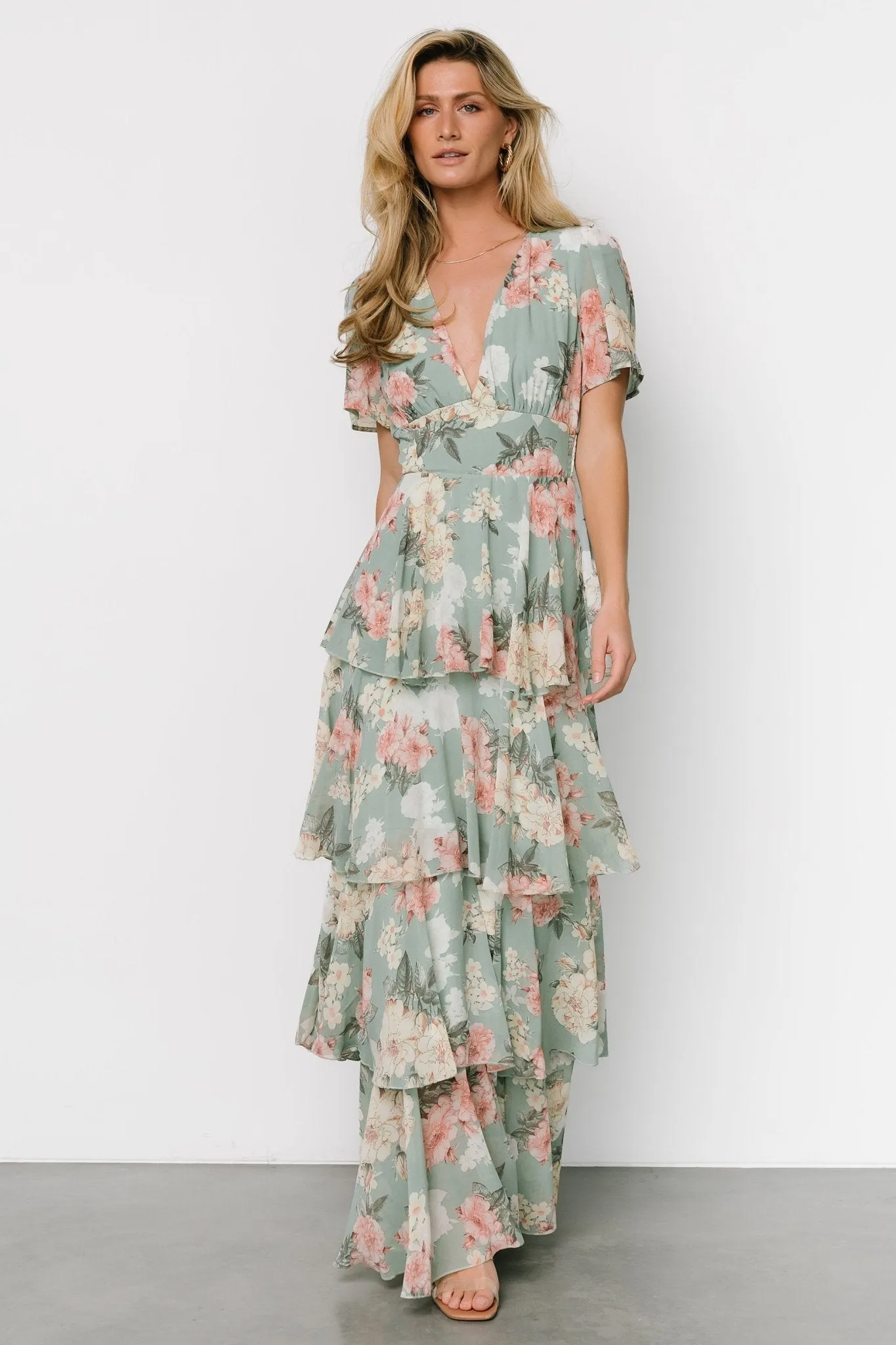 Montaigne Ruffle Maxi Dress | Sage Floral sold by Baltic Born product image thumbnail 2