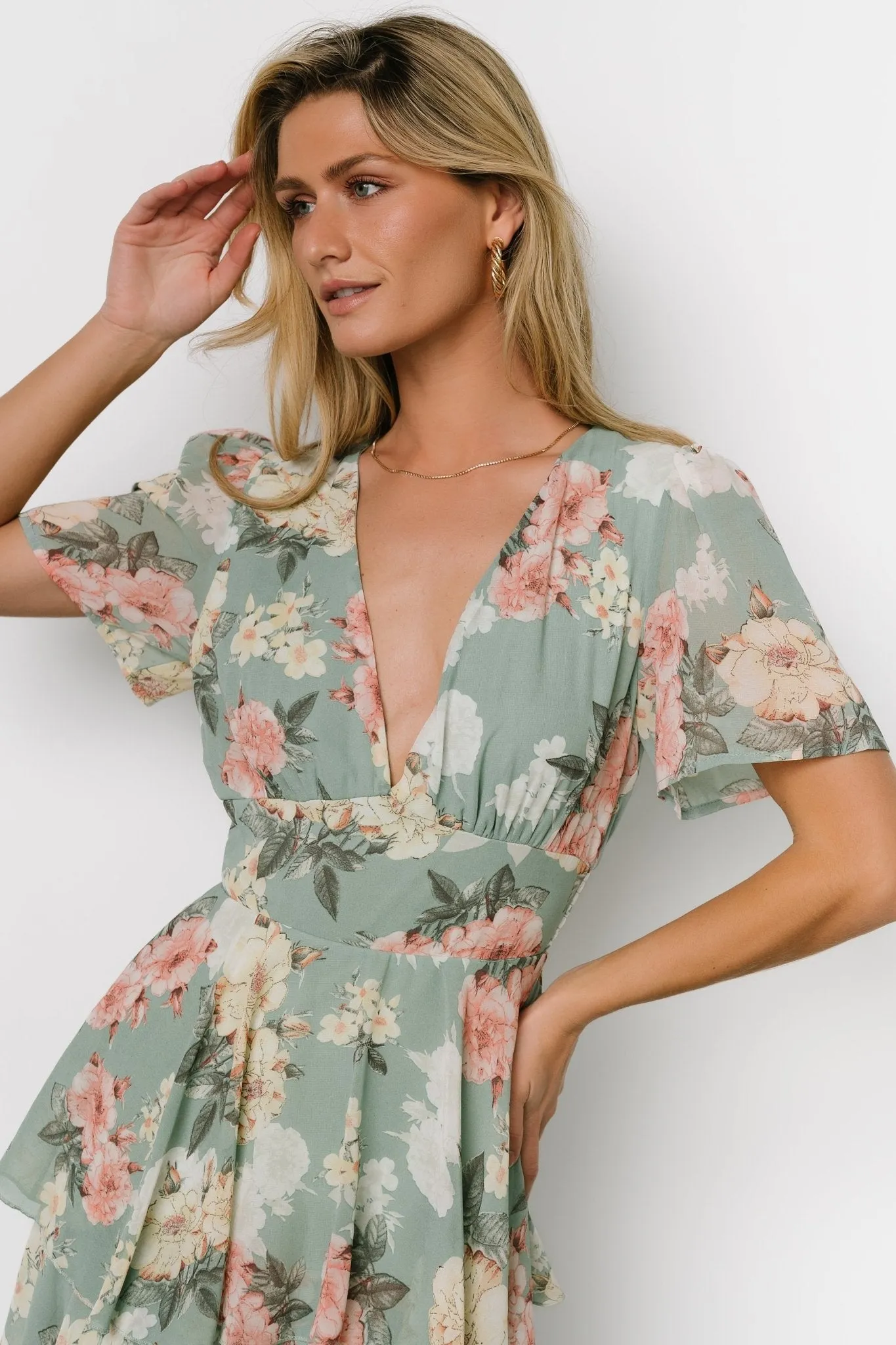Montaigne Ruffle Maxi Dress | Sage Floral sold by Baltic Born product image thumbnail 5