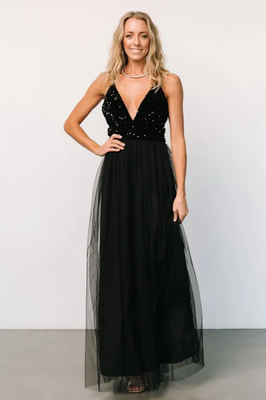 Revel Sequin Maxi Dress | Black sold by Baltic Born