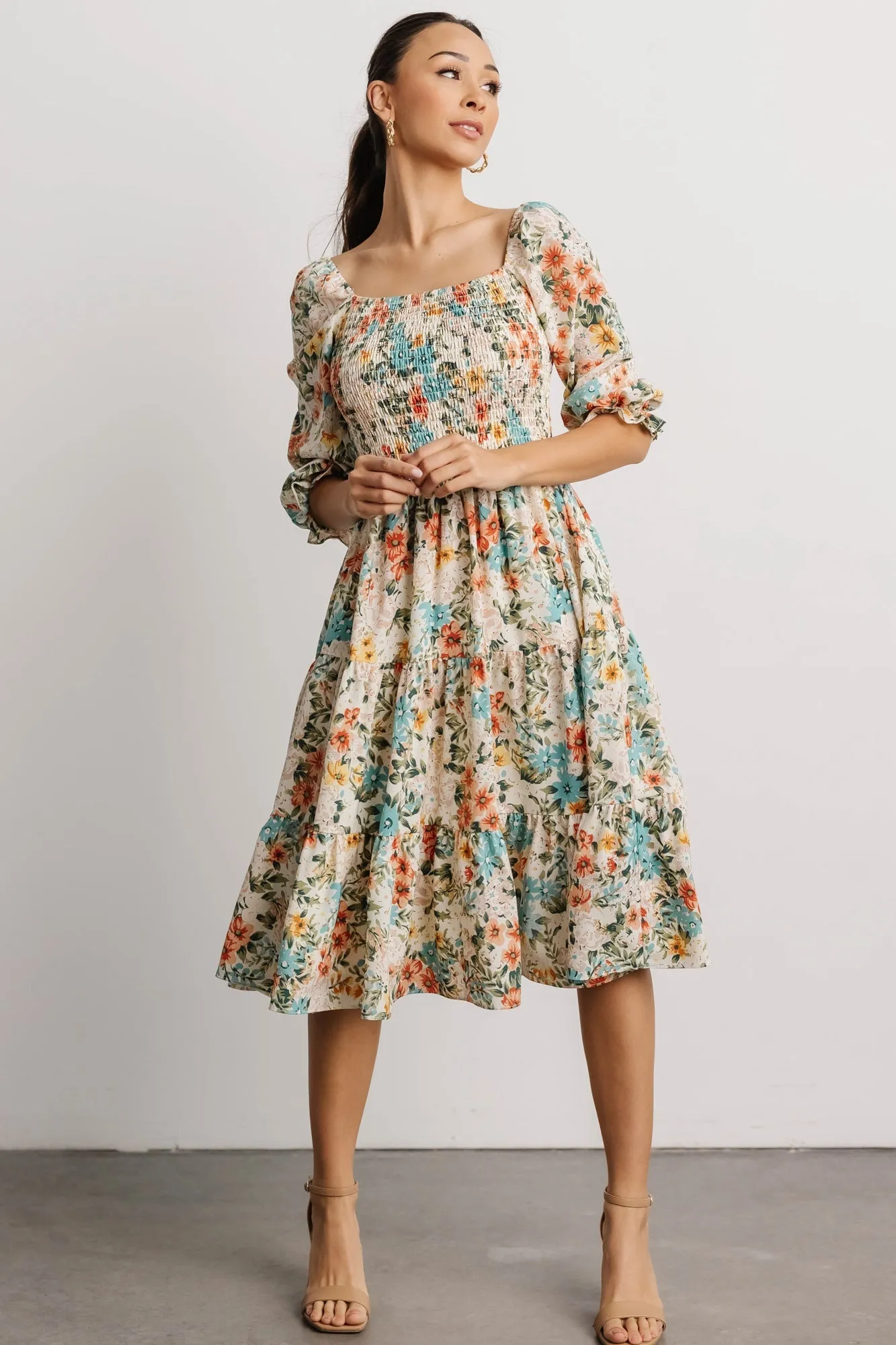 Marta Smocked Midi Dress | Summer Floral sold by Baltic Born product image thumbnail 4