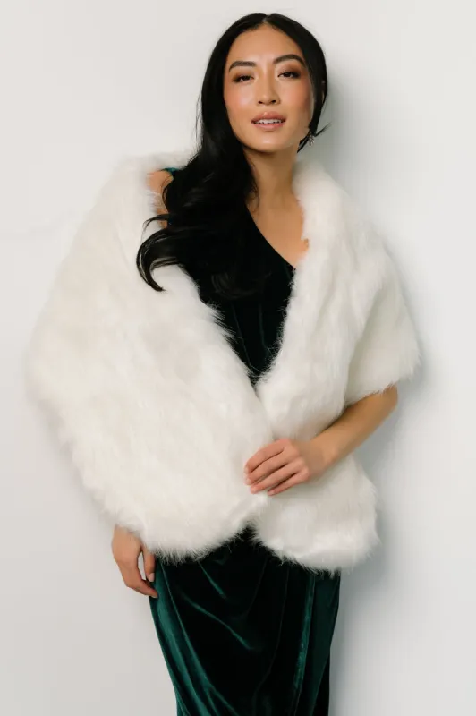 Jovie Faux Fur Shawl | Pearl sold by Baltic Born