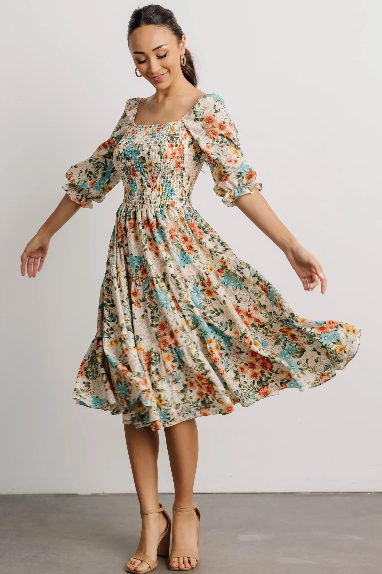 Marta Smocked Midi Dress | Summer Floral sold by Baltic Born product image thumbnail 5