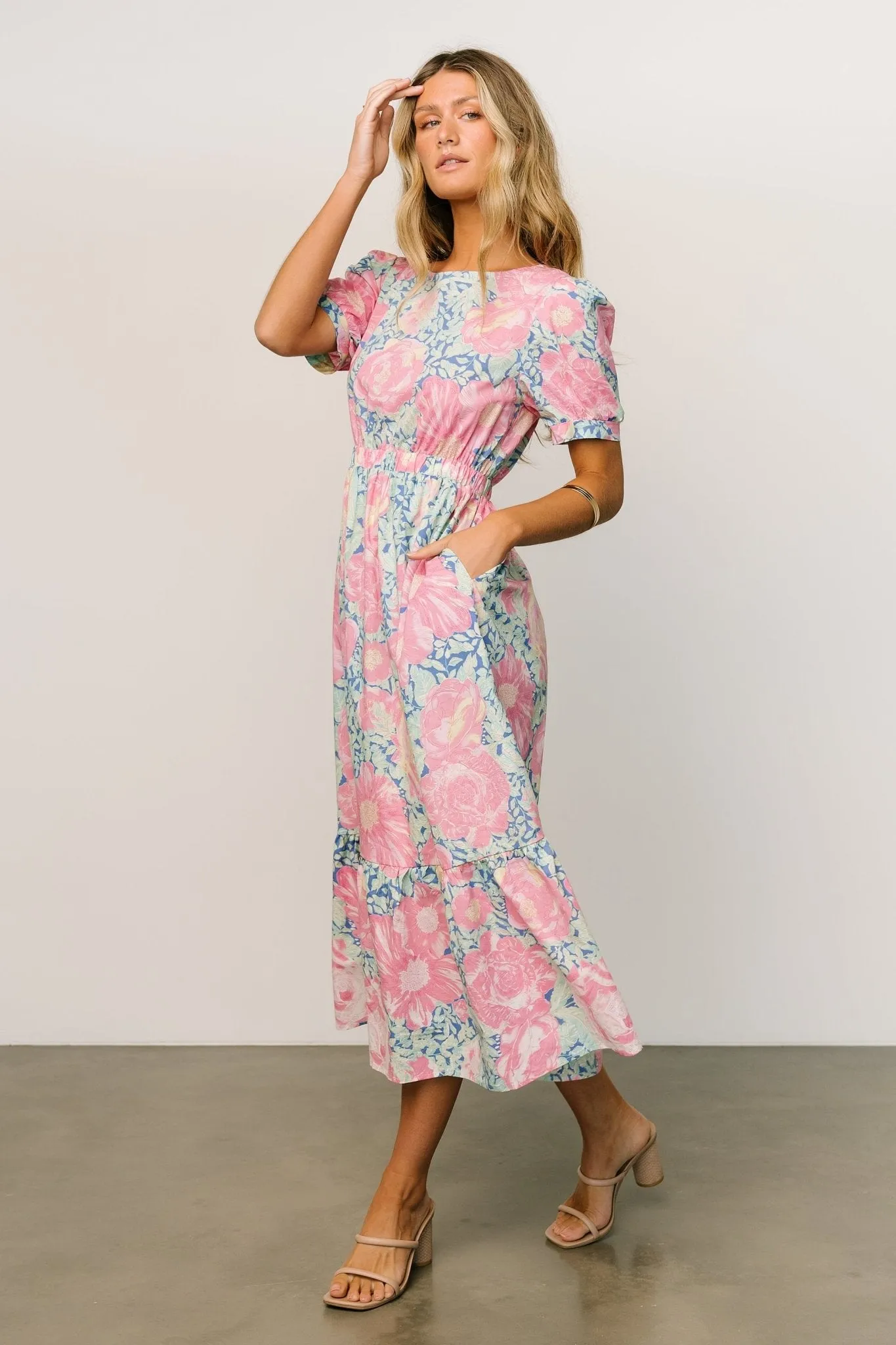 Myers Dress | Blue + Pink Floral sold by Baltic Born