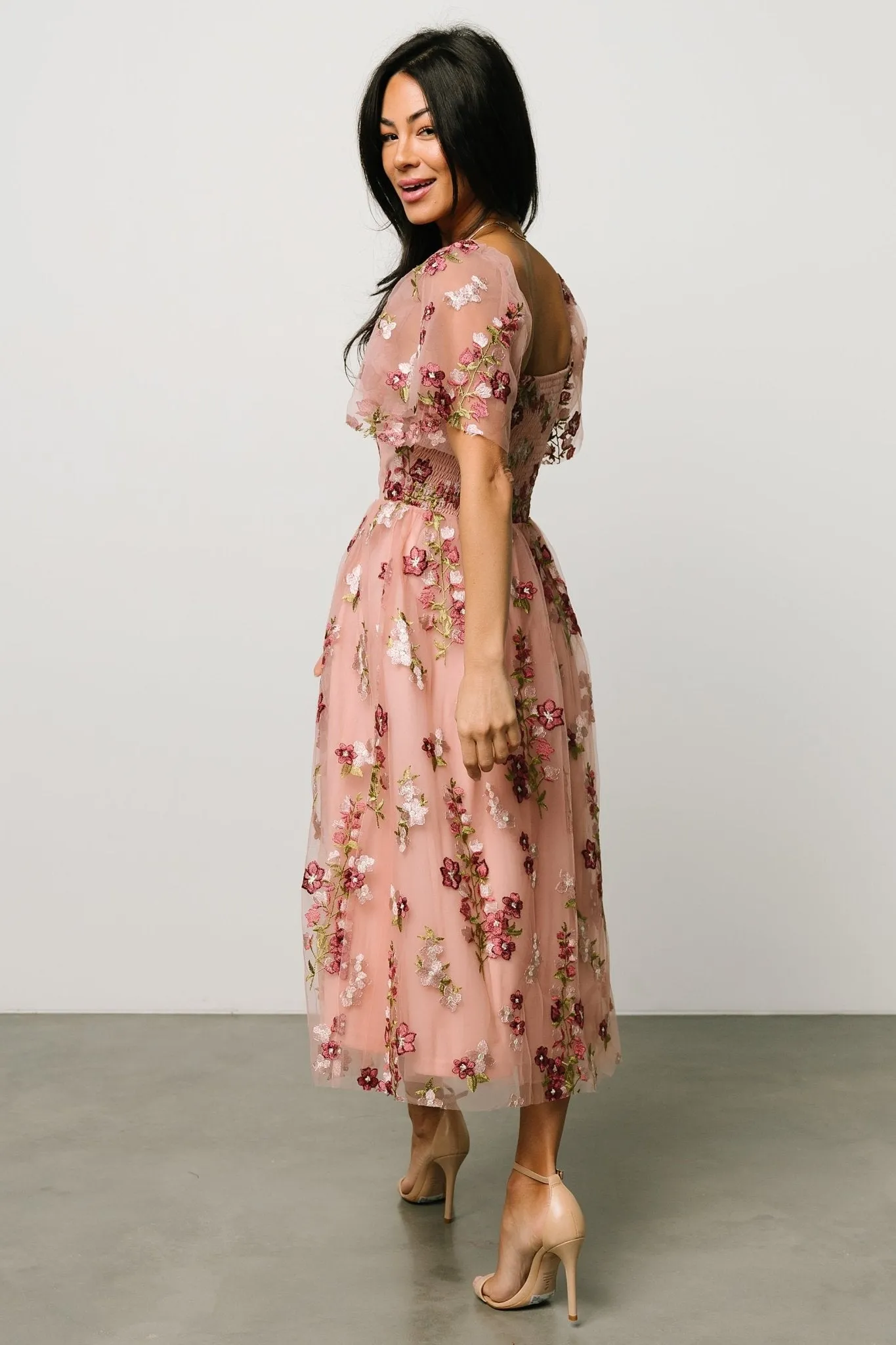 Gwyneth Tulle Midi Dress | Blush Floral sold by Baltic Born product image thumbnail 2