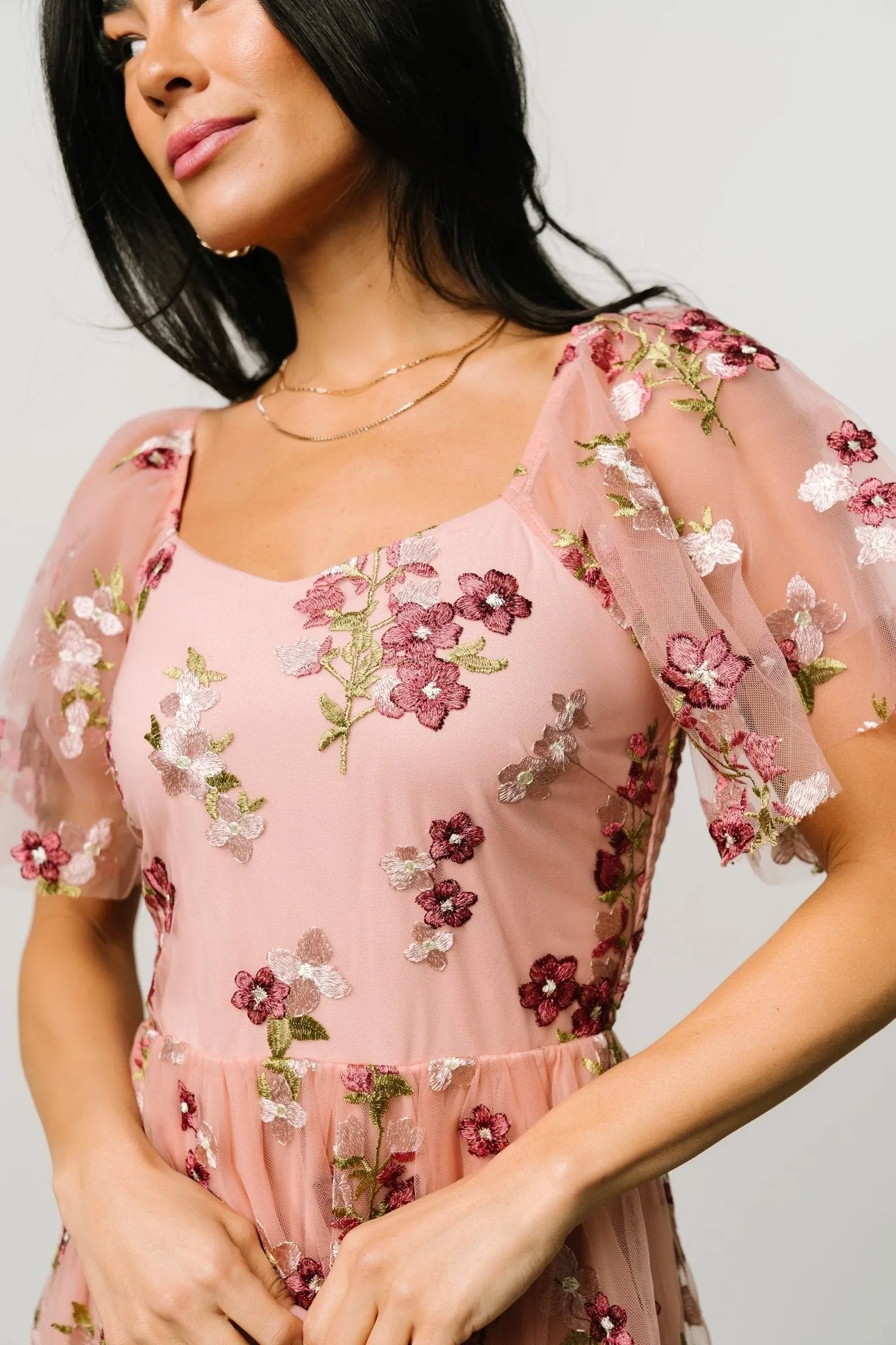 Gwyneth Tulle Midi Dress | Blush Floral sold by Baltic Born product image thumbnail 3