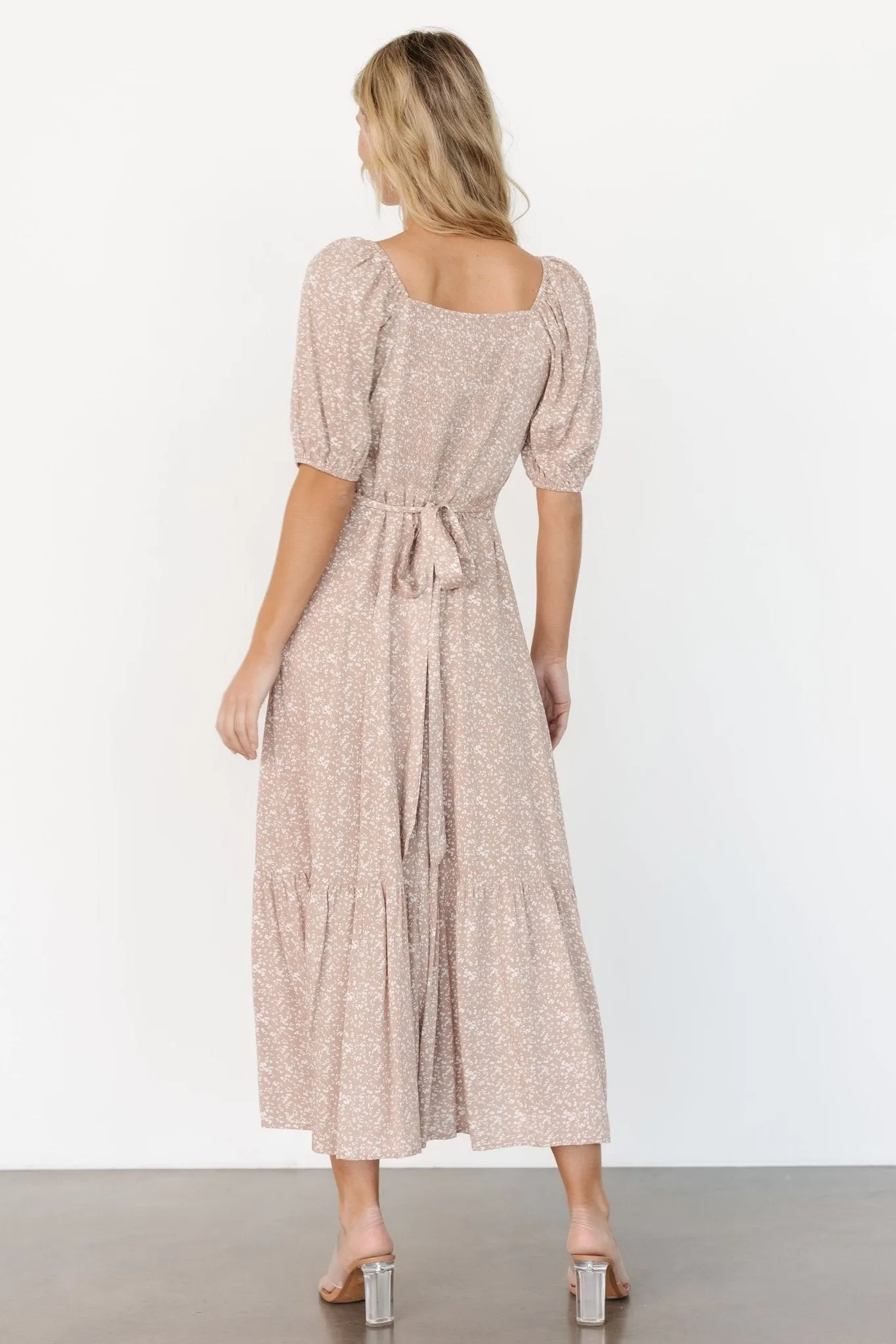 Mathilda Button Maxi Dress | Beige Floral sold by Baltic Born product image thumbnail 4